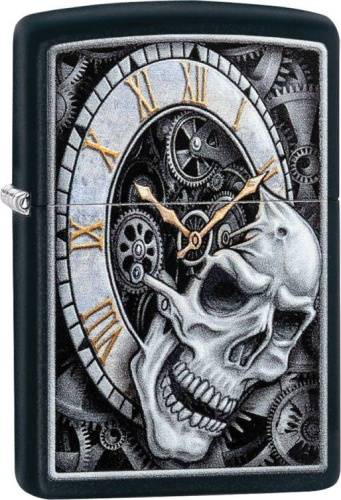 250 ZIPPO ЗажигалкаSkull Clock с покрытием Black Matte