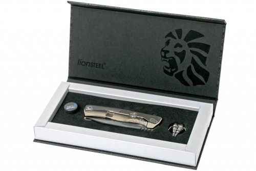Складной нож Lion Steel ROK DD GL Damascus Gold фото 13